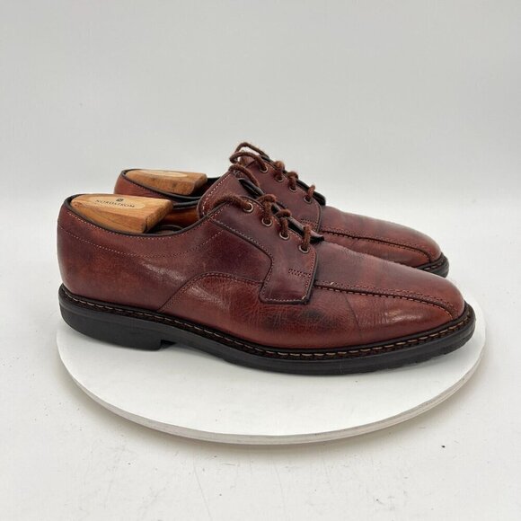 Allen Edmonds Mapleton Men Size 8.5D Brown Leather Bicycle Toe Derby Dress Shoes - Picture 4 of 14